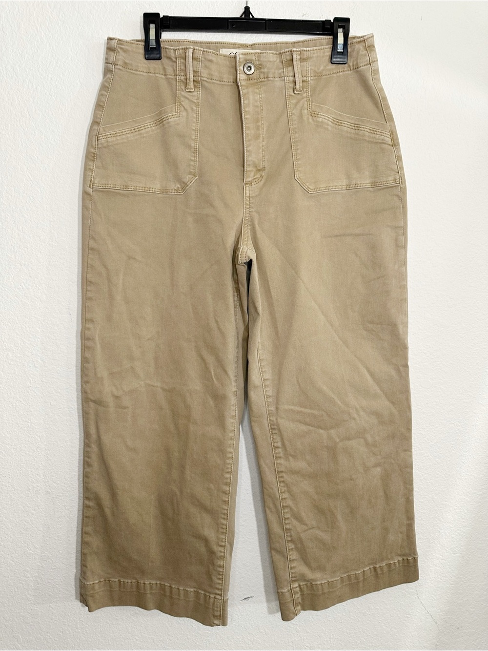 New Charlie B Cropped Twill Pants With Rectangular Patch Pockets Cotton Size 12